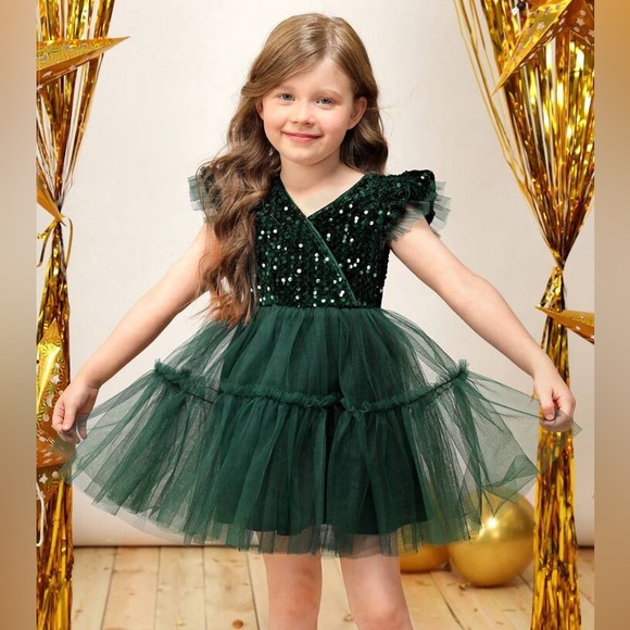 Robe Verte Dentelle H&M Pour Petite Fille – Taille 2-3 Ans – Occasion Très Bon état